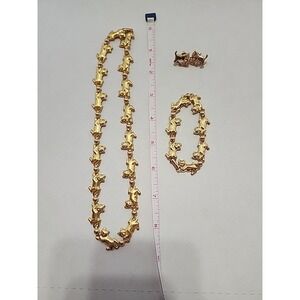 Vintage Avon Cat And Ball Necklace, Bracelet, And Earrings Set